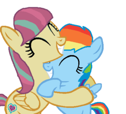 Size: 433x389 | Tagged: safe, artist:diana173076, rainbow dash, sour sweet, equestria girls, g4, cute, dashabetes, equestria girls ponified, female, filly, filly rainbow dash, ponified, simple background, sourbetes, white background, younger