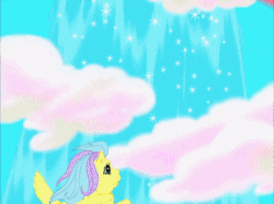 Size: 335x250 | Tagged: safe, screencap, bubble balloon, coconut grove, island delight, lyra shine, scoop smile, skip and along, splash and down, splish splash, thistle whistle, butterfly, pegasus, pony, friends are never far away, g3, animated, female, gif