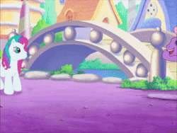 Size: 333x250 | Tagged: safe, screencap, apple spice, bowtie (g3), twinkle twirl, earth pony, pony, friends are never far away, g3, animated, butt, female, gif, plot