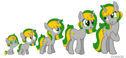 Size: 4424x2032 | Tagged: safe, artist:emera33, oc, oc only, oc:emerald star, pony, age progression, baby, baby pony, cute, female, filly, foal, high res, mare, open mouth, simple background, transparent background