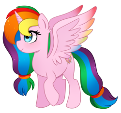 Size: 3974x3717 | Tagged: safe, artist:emera33, oc, oc only, oc:rainbow splash, alicorn, pony, alicorn oc, high res, simple background, solo, transparent background