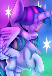 Size: 1024x1507 | Tagged: dead source, safe, artist:dragon9913, twilight sparkle, alicorn, pony, g4, eyes closed, female, solo, twilight sparkle (alicorn)