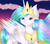 Size: 4000x3507 | Tagged: safe, artist:ponypuu, princess celestia, pony, g4, cloud, female, high res, solo, stars, twilight (astronomy)