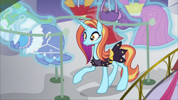 Size: 1920x1080 | Tagged: safe, screencap, sassy saddles, pony, canterlot boutique, g4, clothes, dress, female, magic, solo, telekinesis