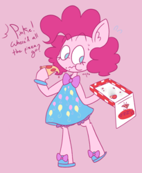 Size: 1607x1958 | Tagged: safe, artist:typhwosion, pinkie pie, semi-anthro, g4, eating, female, food, meat, pepperoni, pepperoni pizza, pizza, pizza box, ponies eating meat, solo