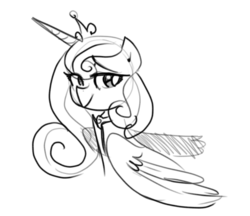 Size: 858x740 | Tagged: safe, artist:tess, princess cadance, pony, g4, female, grayscale, monochrome, sketch, solo