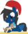 Size: 2000x2358 | Tagged: safe, artist:mintysketch, oc, oc only, oc:raggie, oc:redd, original species, pegasus, pony, happy, hat, high res, hug, minty's christmas ponies, open mouth, santa hat, simple background, transparent background, vector