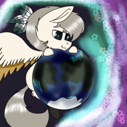 Size: 2000x2000 | Tagged: safe, artist:brokensilence, oc, oc only, oc:serenity, pegasus, pony, big pony, earth, feather, giant pegasus, giant pony, giga giant, high res, macro, solo