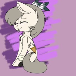 Size: 2000x2000 | Tagged: safe, artist:brokensilence, oc, oc only, oc:serenity, pegasus, pony, :p, chibi, cute, feather, high res, sitting, solo, tongue out