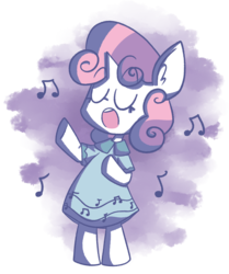 Size: 1199x1431 | Tagged: safe, artist:typhwosion, sweetie belle, unicorn, semi-anthro, g4, clothes, female, filly, foal, music notes, simple background, singing, solo, transparent background