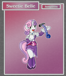 Size: 1688x1950 | Tagged: safe, artist:brownie-bytes, sweetie belle, anthro, unguligrade anthro, g4, crossover, cutie mark, female, final fantasy, solo, songstress, the cmc's cutie marks
