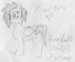 Size: 2670x2196 | Tagged: safe, artist:steelph, oc, oc only, oc:peanut butter cup, pegasus, pony, female, grayscale, high res, monochrome, smiling, solo