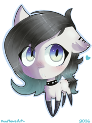 Size: 1536x2048 | Tagged: safe, artist:mewmewsart, oc, oc only, earth pony, pony, ambiguous facial structure, chibi, choker, clothes, female, mare, socks, solo, spiked choker