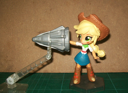 Size: 1169x850 | Tagged: safe, applejack, equestria girls, g4, clothes, doll, drill, equestria girls minis, eqventures of the minis, irl, photo, skirt, solo, toy