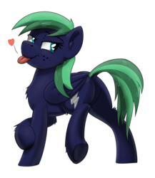 Size: 1323x1525 | Tagged: safe, artist:wcnimbus, oc, oc only, oc:middy, pegasus, pony, bedroom eyes, butt, dock, featureless crotch, female, heart eyes, mare, plot, presenting, simple background, smiling, solo, tongue out, transparent background, wingding eyes