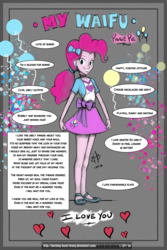 Size: 2100x3150 | Tagged: safe, artist:burning-heart-brony, pinkie pie, equestria girls, g4, alternate hairstyle, clothes, female, grin, happy, heart, high res, legs, mary janes, ponytail, sketch, skirt, skirt pull, smiling, solo, waifu