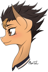 Size: 1072x1602 | Tagged: safe, artist:missitofu, pony, anime, bust, haikyuu, nishinoya yuu, ponified, simple background, solo, transparent background