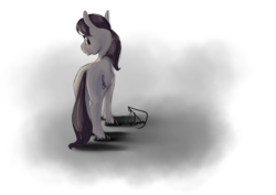 Size: 1024x724 | Tagged: safe, artist:archonix, octavia melody, earth pony, pony, g4, butt, female, looking at you, looking over shoulder, mare, plot, simple background, smiling, solo