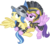 Size: 4768x4212 | Tagged: safe, artist:ironm17, clear skies, commander hurricane, private pansy, sunshower, pegasus, pony, g4, hearth's warming eve (episode), my little pony: friendship is magic, absurd resolution, armor, carrying, clothes, duo, female, flying, helmet, mare, simple background, transparent background, vector