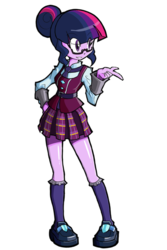 Size: 600x900 | Tagged: safe, artist:rvceric, sci-twi, twilight sparkle, equestria girls, g4, clothes, crystal prep academy uniform, female, glasses, legs, pixiv, pleated skirt, school uniform, shoes, simple background, skirt, socks, solo, white background