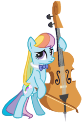Size: 414x608 | Tagged: safe, artist:colossalstinker, octavia melody, rainbow dash (g3), pony, g3, g4, cello, female, g3 to g4, generation leap, musical instrument, recolor, solo