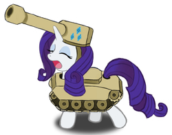 Size: 770x604 | Tagged: safe, artist:the-paper-pony, rarity, pony, tank pony, g4, eyes closed, female, open mouth, raritank, simple background, solo, tank (vehicle), white background