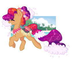 Size: 2000x1800 | Tagged: safe, artist:vpshka, oc, oc only, original species, pond pony, eyes closed, happy, open mouth, solo