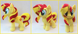 Size: 1689x743 | Tagged: safe, artist:lilmoon, sunset shimmer, pony, unicorn, equestria girls, g4, irl, photo, plushie, solo, watermark