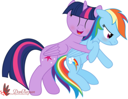 Size: 4000x3110 | Tagged: safe, artist:waveywaves, rainbow dash, twilight sparkle, alicorn, pony, g4, blushing, female, lesbian, non-consensual cuddling, ship:twidash, shipping, tsunderainbow, tsundere, twilight sparkle (alicorn), watermark