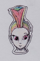 Size: 567x864 | Tagged: safe, artist:marta4708, rainbow dash, human, g4, bust, female, humanized, mohawk, portrait, solo, traditional art