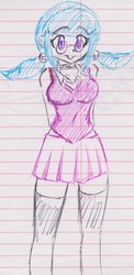 Size: 1084x2224 | Tagged: safe, artist:elgatosabio, sonata dusk, equestria girls, g4, alternate hairstyle, clothes, female, glasses, lined paper, microskirt, miniskirt, pigtails, shirt, skirt, socks, solo, thigh highs, thigh socks, traditional art, twintails, vest, zettai ryouiki