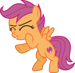 Size: 6001x5814 | Tagged: safe, artist:deratrox, scootaloo, pony, g4, newbie dash, .svg available, absurd resolution, bipedal, cutie mark, eyes closed, female, filly, simple background, solo, the cmc's cutie marks, transparent background, vector