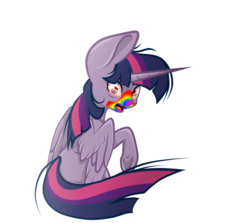 Size: 1024x913 | Tagged: dead source, safe, artist:themagicfantasy, twilight sparkle, alicorn, pony, g4, cookie zombie, female, rainbow muzzle, red eyes, simple background, solo, transparent background, twilight sparkle (alicorn)