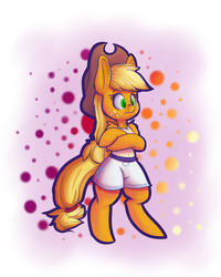 Size: 2000x2500 | Tagged: safe, artist:heir-of-rick, applejack, earth pony, pony, semi-anthro, g4, arm hooves, bipedal, clothes, crossed hooves, cute, female, high res, jackabetes, solo