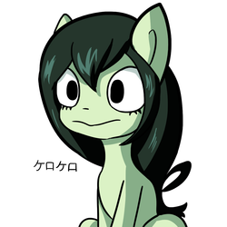 Size: 1080x1080 | Tagged: safe, artist:tjpones, frog, frog pony, pony, japanese, my hero academia, ponified, quirked pony, ribbit, simple background, sitting, solo, tsuyu asui, white background