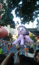 Size: 1229x2048 | Tagged: safe, twilight sparkle, alicorn, pony, g4, balloon, chile, giant pony, irl, macro, parade, parade balloon, paris parade, photo, twilight sparkle (alicorn)