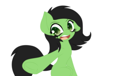 Size: 6614x4161 | Tagged: dead source, safe, artist:an-m, oc, oc only, oc:anon, oc:filly anon, pony, absurd resolution, eyes open, female, filly, green eyes, open mouth, pointing, pony oc, solo, underhoof