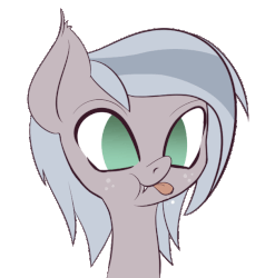 Size: 585x614 | Tagged: dead source, safe, artist:an-m, oc, oc only, oc:whisper, bat pony, pony, animated, fangs, freckles, gif, pony oc, solo, tongue out