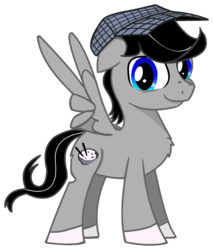 Size: 988x1162 | Tagged: safe, artist:chopsticks, oc, oc only, oc:chopsticks, pegasus, pony, 2017 community collab, derpibooru community collaboration, .svg available, blue eyes, chest fluff, cutie mark, hat, male, peace sign, ponysona, simple background, smiling, solo, stallion, svg, transparent background, vector, wing hands