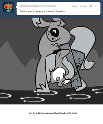 Size: 666x800 | Tagged: safe, artist:egophiliac, princess luna, pony, moonstuck, g4, cartographer's cap, female, filly, grayscale, handstand, hat, hoofprints, monochrome, recolor, solo, upside down, woona, younger