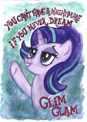 Size: 1024x1447 | Tagged: safe, artist:shade-os, starlight glimmer, pony, g4, egalitarianism, female, lidded eyes, raised hoof, smiling, solo, you can't have a nightmare if you never dream