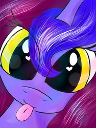 Size: 768x1024 | Tagged: artist needed, safe, oc, oc only, pony, bust, heart eyes, licking, looking at you, original character do not steal, phone drawing, portrait, purple, solo, tongue out, wingding eyes