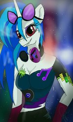 Size: 600x1000 | Tagged: safe, artist:zomixnu, dj pon-3, vinyl scratch, anthro, g4, female, phone drawing, solo
