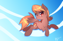 Size: 1024x663 | Tagged: safe, artist:kawaiipony2, oc, oc only, oc:lava plume, pegasus, pony, commission, female, flying, smiling, solo