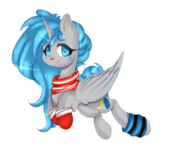 Size: 1124x985 | Tagged: safe, artist:clefficia, oc, oc only, oc:moonbeam, alicorn, pony, alicorn oc, clothes, scarf, smiling, solo