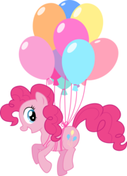 Size: 6146x8557 | Tagged: safe, artist:chimajra, pinkie pie, earth pony, pony, g4, absurd resolution, balloon, female, simple background, solo, then watch her balloons lift her up to the sky, transparent background, vector