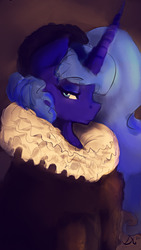 Size: 1080x1920 | Tagged: safe, artist:thelunarmoon, princess luna, pony, g4, clothes, female, fine art parody, painting, rembrandt, ruff (clothing), solo