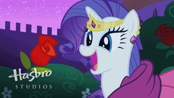 Size: 1920x1080 | Tagged: safe, screencap, rarity, pony, g4, the best night ever, clothes, dress, female, flower, gala dress, hasbro studios, mare, rose, solo, watermark
