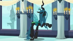 Size: 1280x720 | Tagged: safe, screencap, queen chrysalis, changeling, changeling queen, a canterlot wedding, g4, season 2, female, solo, this day aria