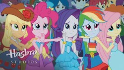 Size: 1920x1080 | Tagged: safe, screencap, applejack, captain planet, crimson napalm, curly winds, fluttershy, golden hazel, indigo wreath, microchips, nolan north, normal norman, pinkie pie, rainbow dash, rarity, scott green, some blue guy, starlight, equestria girls, g4, my little pony equestria girls, fall formal outfits, hasbro studios, humane five, this is our big night
